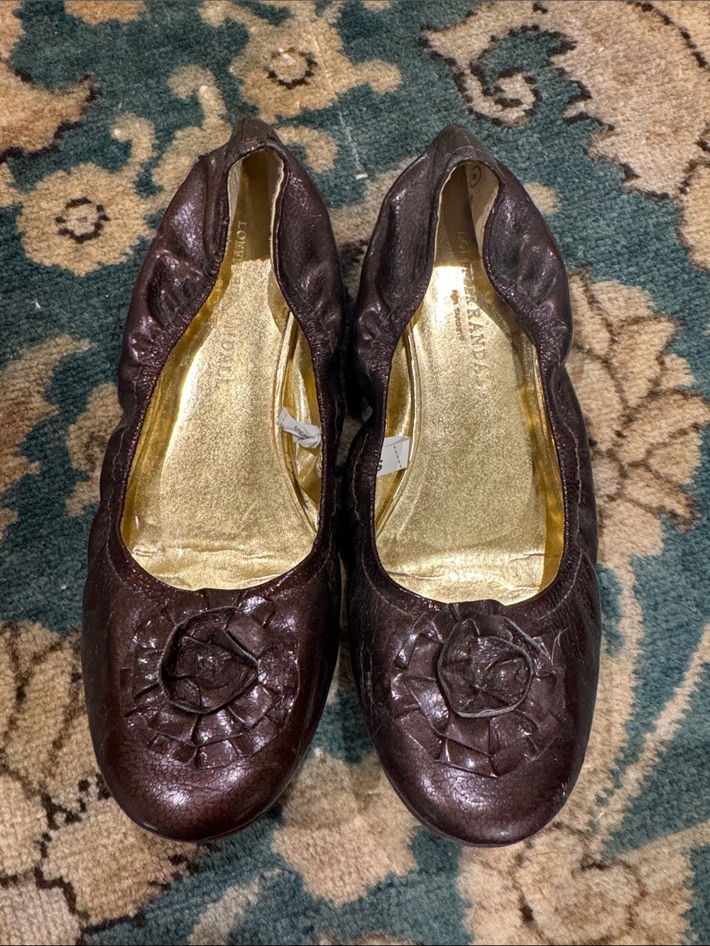 Loeffler Randall for Target Brown Leather Floral Ballet Flats